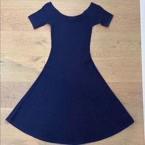 Elegant Navy Blue Fit and Flare Dress
